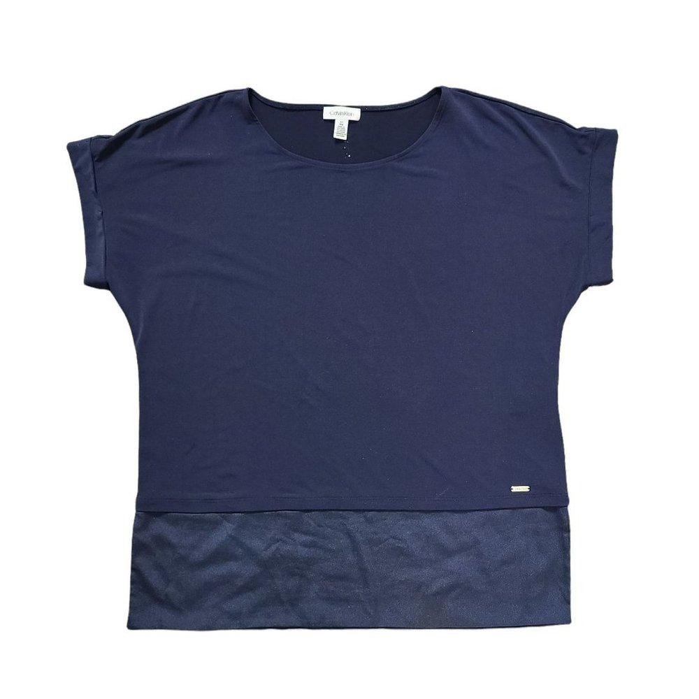 Calvin Klein Navy Short Sleeve Boxy Shirt Women's Size L